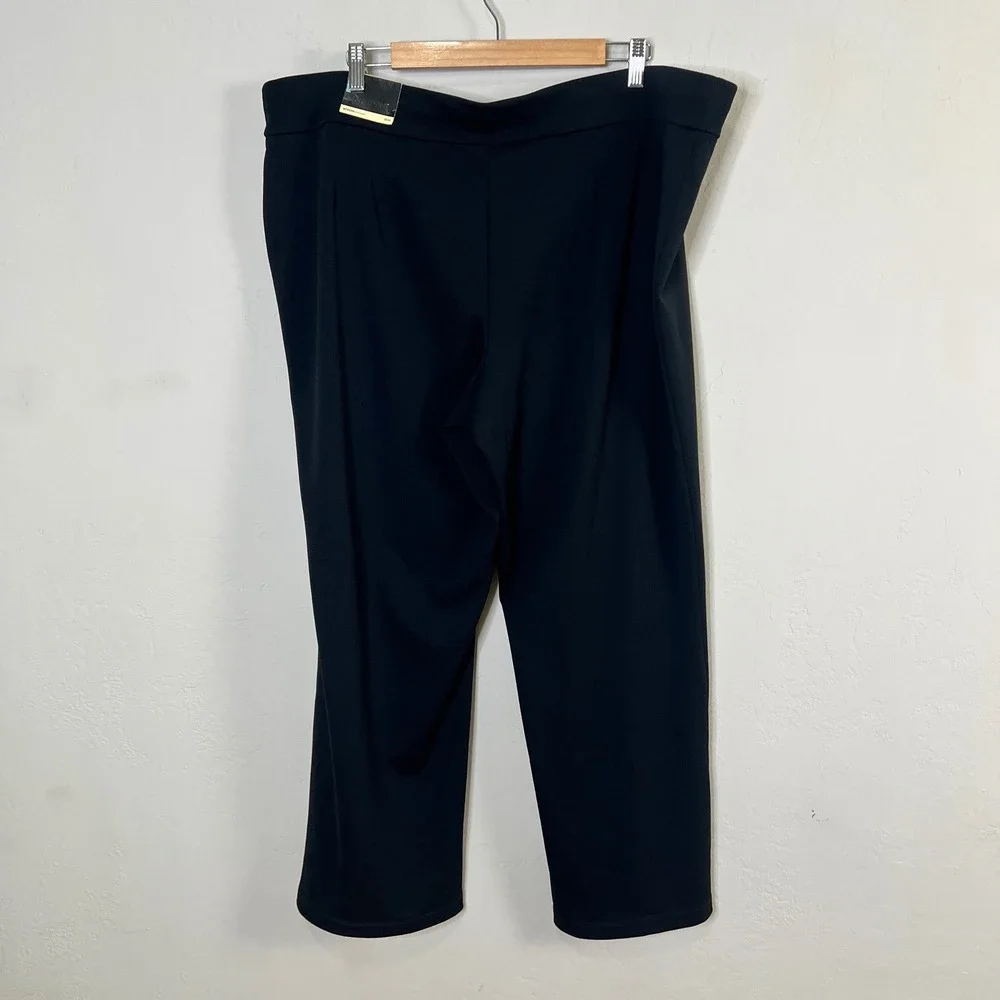 Lane Bryant Modern Knit Pants Black Petite 22/24 Straight Leg Elastic Waist NWT‎